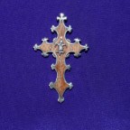 Gothic cross pendant with wood inlay